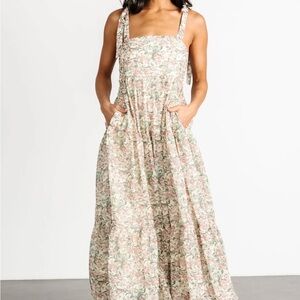 Baltic Born Pink and Cream Floral Maxi Dress